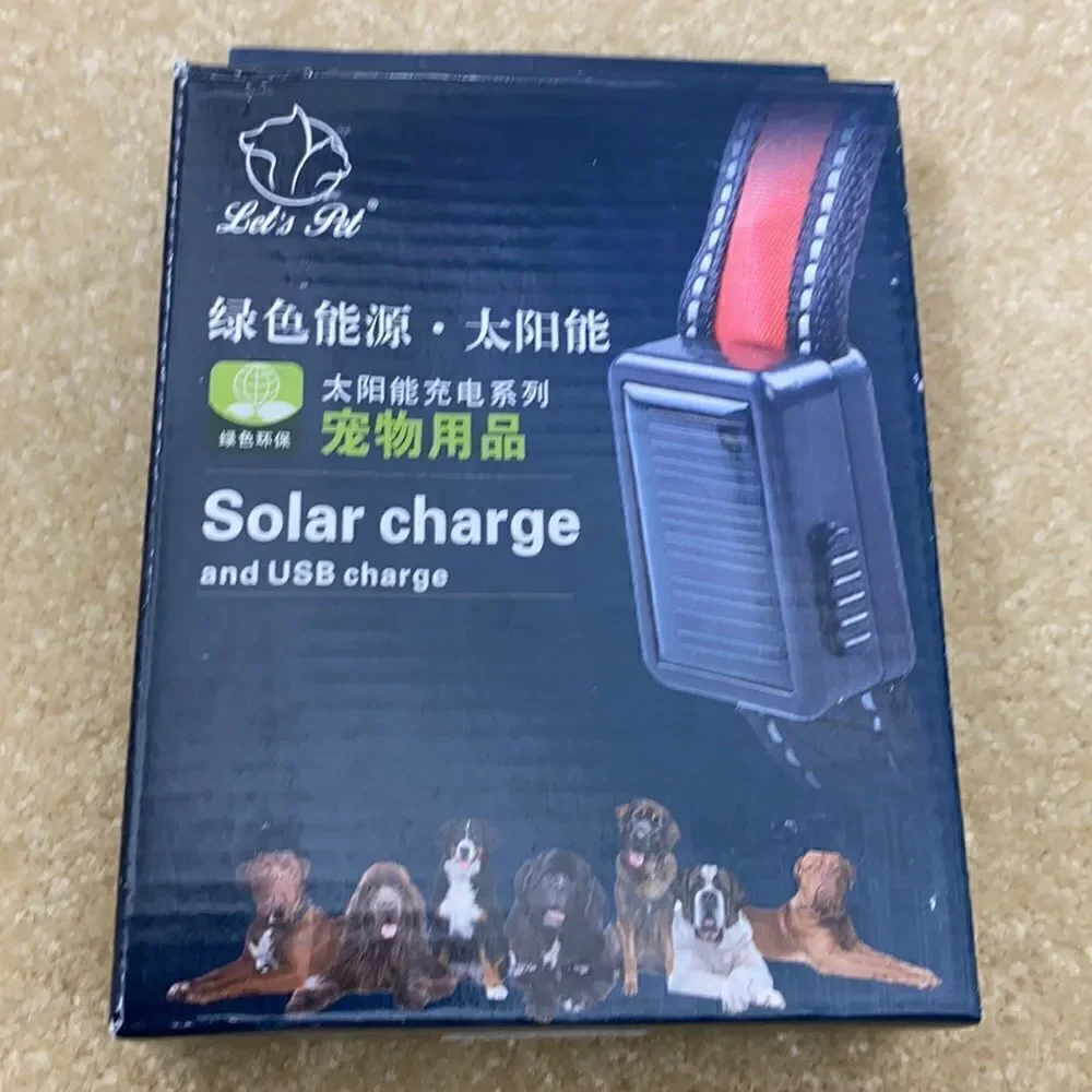 Dog Collar Solar & USB Powered Light Up - L
